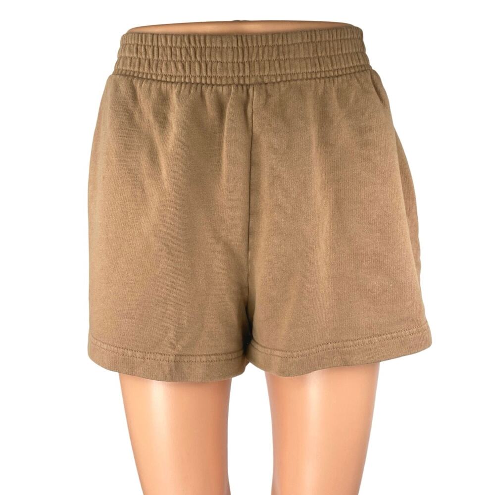Zara Women's Tan High Waisted Pull On Knit Lounge Mini Sweat Shorts Size M